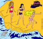 Dibujo Barbie y sus amigas en la playa pintado por dessiree