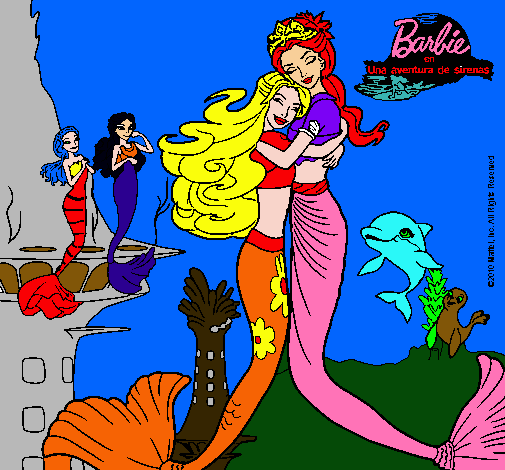 Dibujo Barbie sirena y la reina sirena pintado por rubiittaa