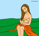 Dibujo Madre con su bebe pintado por -Lorena-
