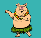 Dibujo Cerdo hawaiano pintado por porki