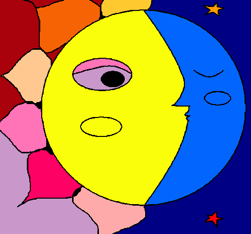 Dibujo Sol y luna 3 pintado por AinaraT