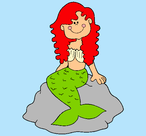 Dibujo Sirena sentada en una roca pintado por antia