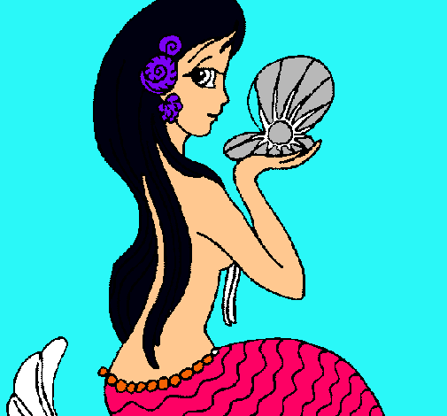 Dibujo Sirena y perla pintado por julipoci