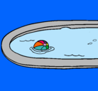 Dibujo Pelota en la piscina pintado por pitufina