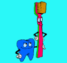 Dibujo Muela y cepillo de dientes pintado por para