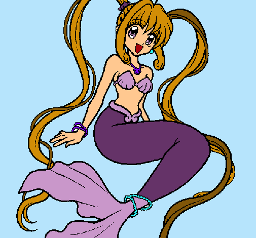 Dibujo Sirena con perlas pintado por javitayons