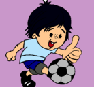 Dibujo Chico jugando a fútbol pintado por Loya