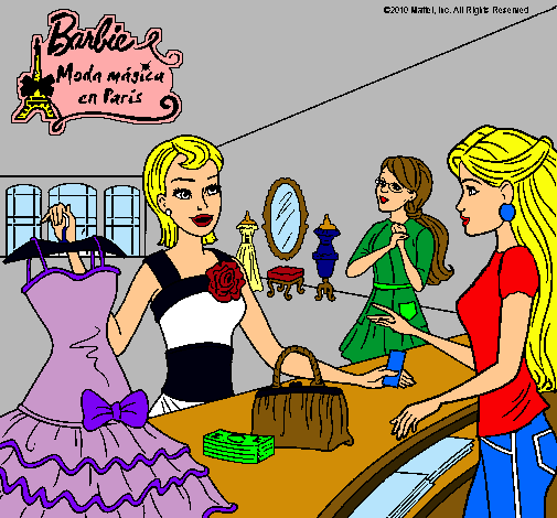 Dibujo Barbie en una tienda de ropa pintado por maite1162