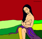 Dibujo Madre con su bebe pintado por hulia