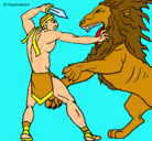Dibujo Gladiador contra león pintado por Camilaaali