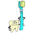 Dibujo Muela y cepillo de dientes pintado por NAHIA