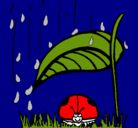 Dibujo Mariquita protegida de la lluvia pintado por engracia