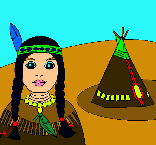 Dibujo India y tepee pintado por este