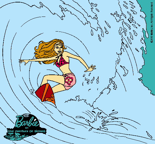 Dibujo Barbie practicando surf pintado por princess91