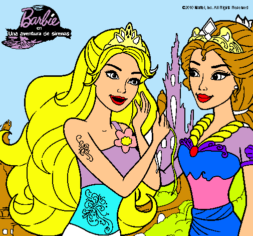 Dibujo Barbie se despiede de la reina sirena pintado por martina