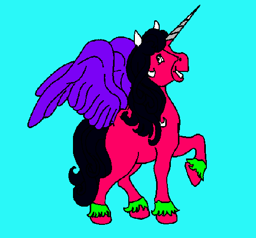 Dibujo Unicornio con alas pintado por julipoci
