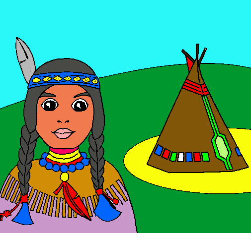 Dibujo India y tepee pintado por fernandi