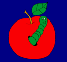 Dibujo Manzana con gusano pintado por rafajunior