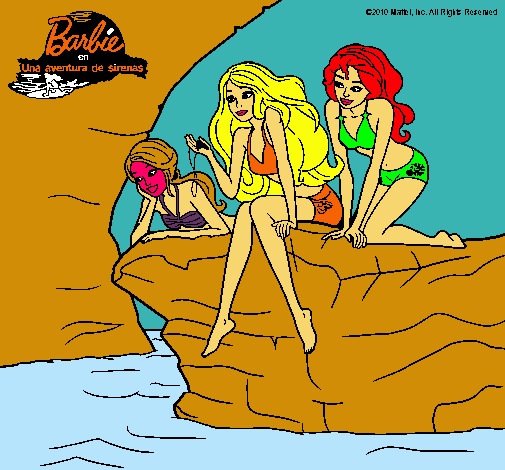 Dibujo Barbie y sus amigas sentadas pintado por princessa9