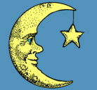 Dibujo Luna y estrella pintado por cucu