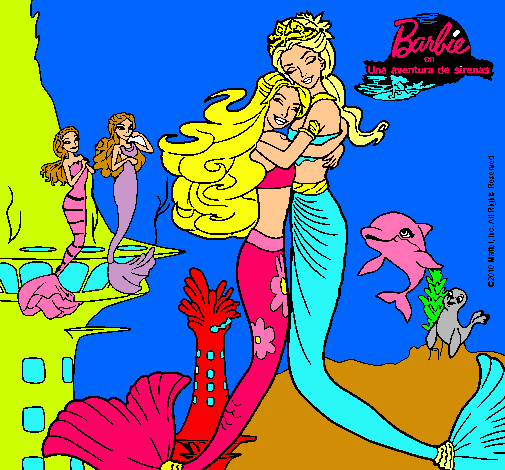 Dibujo Barbie sirena y la reina sirena pintado por Camilaaali
