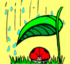 Dibujo Mariquita protegida de la lluvia pintado por pamili