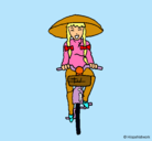 Dibujo China en bicicleta pintado por bica