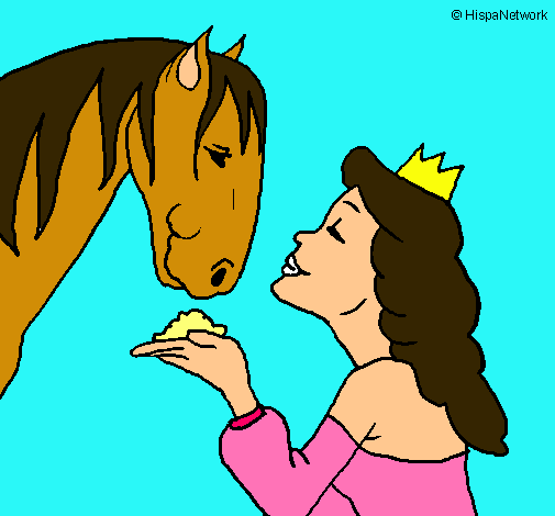 Dibujo Princesa y caballo pintado por Miquiela