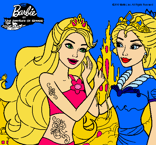 Dibujo Barbie se despiede de la reina sirena pintado por tyurru