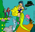 Dibujo Barbie sirena y la reina sirena pintado por tkmlamejor