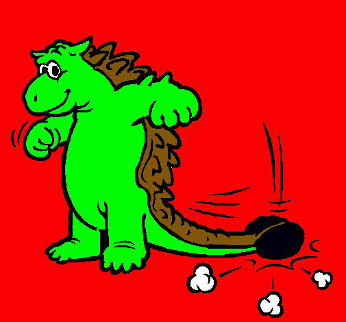 Dibujo Dinosaurio moviendo la cola pintado por agustindom