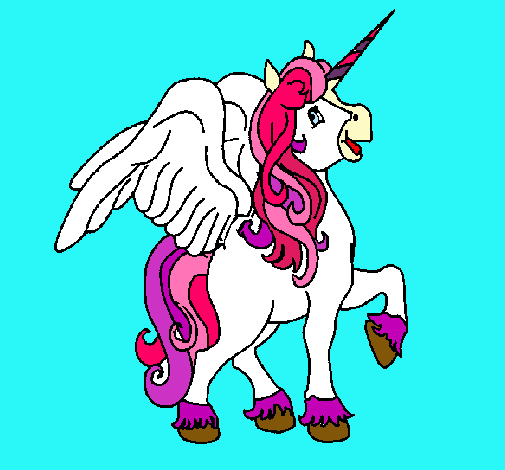 Dibujo Unicornio con alas pintado por pinkigrama