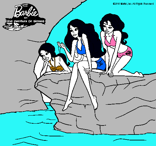 Dibujo Barbie y sus amigas sentadas pintado por carlai