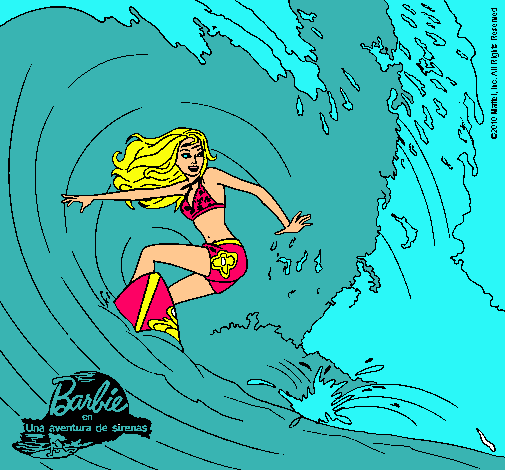 Dibujo Barbie practicando surf pintado por amalia