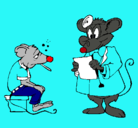 Dibujo Doctor y paciente ratón pintado por teta