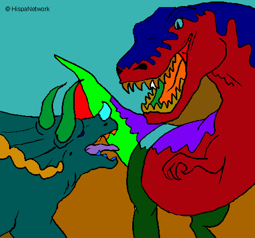 Dibujo Lucha de dinosaurios pintado por JORGE-B