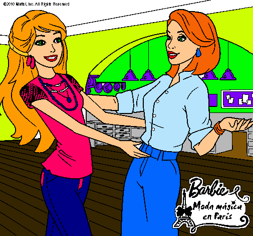 Dibujo Barbie y su amiga pintado por nuriavillel