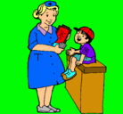 Dibujo Enfermera y niño pintado por adrianaamanda