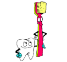 Dibujo Muela y cepillo de dientes pintado por percy