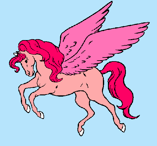 Dibujo Pegaso volando pintado por pinkigrama