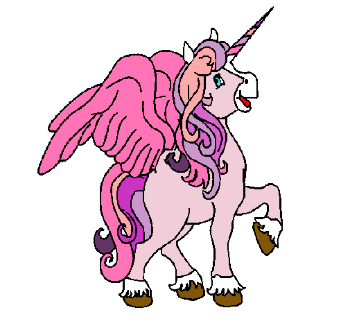 Dibujo Unicornio con alas pintado por pinkigrama