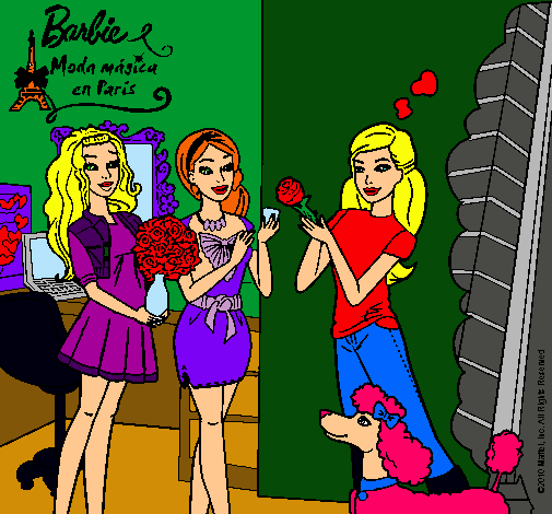 Dibujo Barbie de compras con sus amigas pintado por amalia