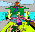 Dibujo Cigüeña en un barco pintado por amaury