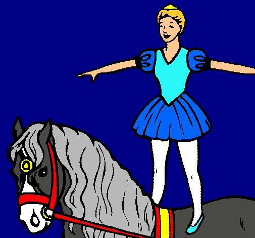Dibujo Trapecista encima de caballo pintado por livehorses