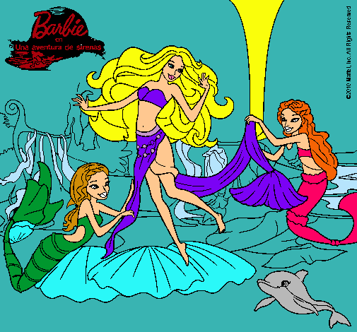 Dibujo Barbie con sirenas pintado por amalia