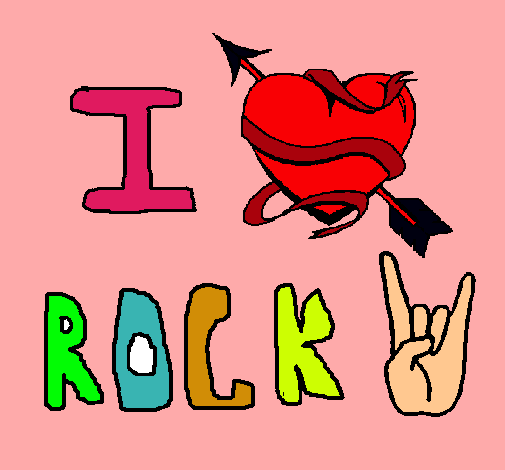 Dibujo I love rock pintado por alegrenoelia