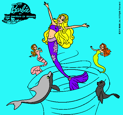 Dibujo Barbie sirena contenta pintado por amalia