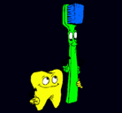 Dibujo Muela y cepillo de dientes pintado por Inelened