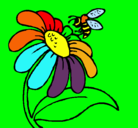Dibujo Margarita con abeja pintado por primos