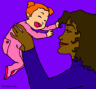 Dibujo Madre con su bebe pintado por quesito